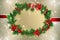 Christmas wreath poster, xmas wallpaper background Ai Generated