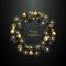Christmas wreath with realistic golden baubles