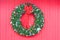 Christmas Wreath on red