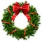Christmas wreath with red bow and ribbon