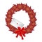 Christmas Wreath of Red Maple Leaves and Envelope