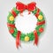 Christmas Wreath with Red Ribbon and Christmas balls Vectors design. Realistic Christmas ring illustration.