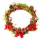 Christmas wreath with red ribbon,pine cones and golden decorati