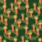 Christmas wreath seamless pattern. Four Advent Candles on Christmas Wreath on green repeating background. Hand drawn