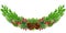 Christmas Wreath with winter berries and rose hips.Green garland with cones and berries. New Year decor.Eps 10