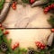 Christmas wreath on the wooden background