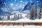 Christmas xmas background with wooden snowy planks