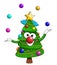Christmas xmas tree character mascot cartoon clown juggler isolated