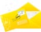 Christmas yellow envelop with post stamp