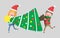 Christmas Young Couple carrying a tree for Christmas. 3d illustration