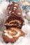 Christmas yule log and decoration