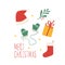 Christmass set of stickers santa hat, gift and mitten