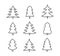 Christms trees line icons collection