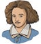 Christopher Marlowe cartoon portrait, vector