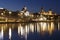 Chrobry Embankment in Szczecin at night, Poland