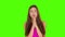 Chromakey footage Beautiful young girl prays