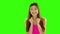 Chromakey footage Young girl conceived meanness, grins