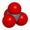 Chromate anion, chemical structure. 3D rendering. Atoms are represented as spheres with conventional color coding: chromium (grey