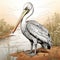Chromatic Pelican Illustration: Detailed Scientific Cartoon Art