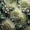 Chromatic Purity: Photorealistic Chrysanthemum In Sage Green Pattern Design