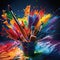 Chromatic Symphony: An Explosion of Paintbrushes and Colors