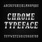 Chrome alphabet font. Metal effect italic letters and numbers.