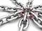 Chrome chains connected with a red link in center