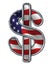 Chrome Dollar Sign with Flag on white