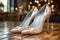 Chrome Glamour: Metallic High Heels with Geometric Detailing