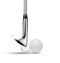 Chrome Golf Club Wedge Iron and Golf Ball on White Background
