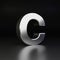 Chrome letter C uppercase. 3D render shiny metal font isolated on black background