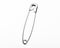 Chrome metal safety pins on white background Essential equipment in any first aid kit