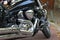 Chrome motorcycle engine closeup