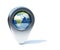 Chrome navigation marker with Earth planet in the center