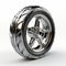 Chrome-plated Motorcycle Wheel Design On White Background