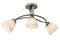 Chrome-plated three-lamp chandelier with matte white shades with a spiral pattern