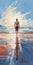 Chrome Reflections: A Captivating Painting Of Christopher Walking The Beach