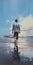 Chrome Reflections Edward Walking Alone Beach Painting