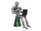 Chrome robot with a laptop on a white background