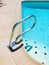 Chrome safety handle for easy access to from a swimming pool