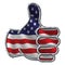 Chrome Thumbs Up with Flag on white