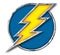 Chrome Yellow Lightning Bolt in Blue Circle on white