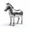 Chrome Zebra Figurine: 3d Art With Metal Texture On White Background