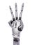 Chromed Steel Robotic Hand Number Three Gesturing 3d Illustration Concept