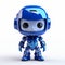 Chromepunk 3d Robot Figurine With Blue Light-emitting Eyes