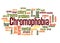 Chromophobia fear of colors word cloud concept 2