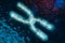 Chromosome with dark background, 3d rendering