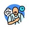 chronic cough disease symptom color icon vector illustration