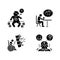 Chronic disease black glyph icons set on white space