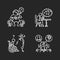 Chronic disease chalk white icons set on black background